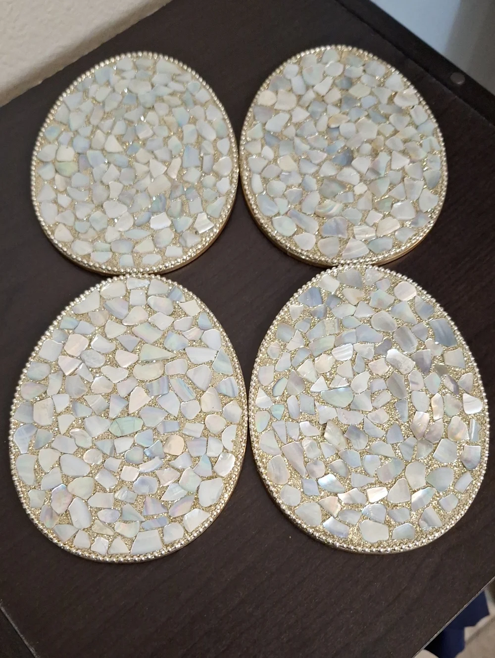 Pier 1 Abalone Pearl Egg Shell Coasters
